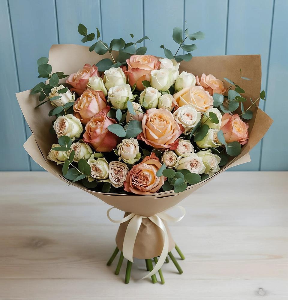 Букет цветов из: Альстромерии и Розы в Красном Логе