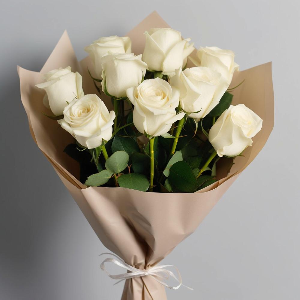 Букет 9 Белых роз Эдлесс Лав в Красном Логе