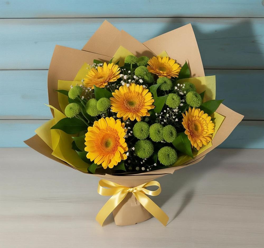 Букет цветов из: Герберы и Хризантемы в Красном Логе
