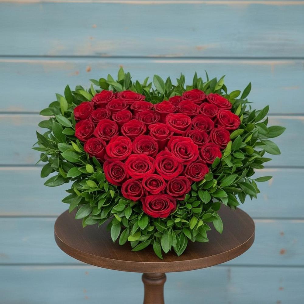 Цветочная композиция из Розы в виде сердца в Красном Логе