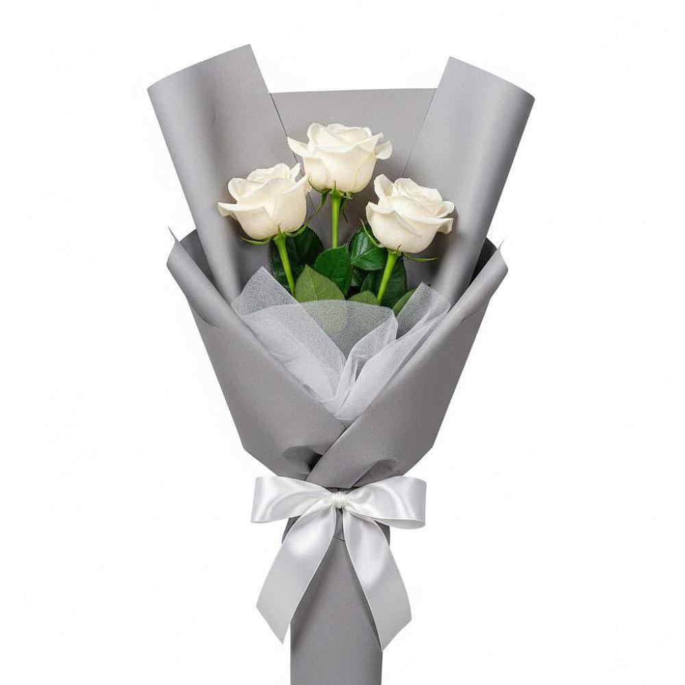 Букет 3 белые розы в Красном Логе
