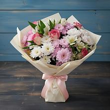 Букет цветов из:  Хризантемы, Альстромерии и Розы в Красном Логе