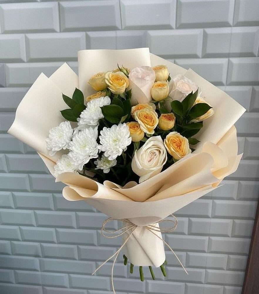 Букет цветов из: Розы и Хризантемы в Красном Логе