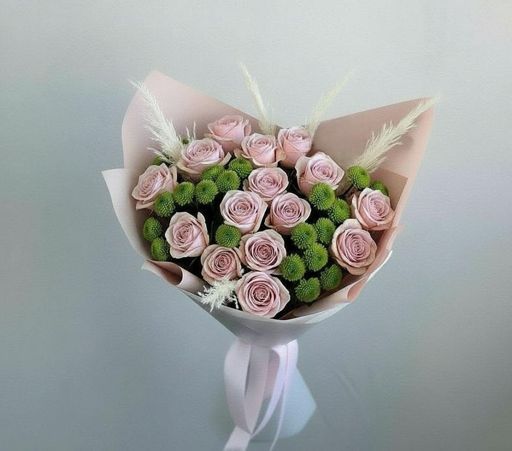 Букет цветов из: Розы и Хризантемы в Красном Логе