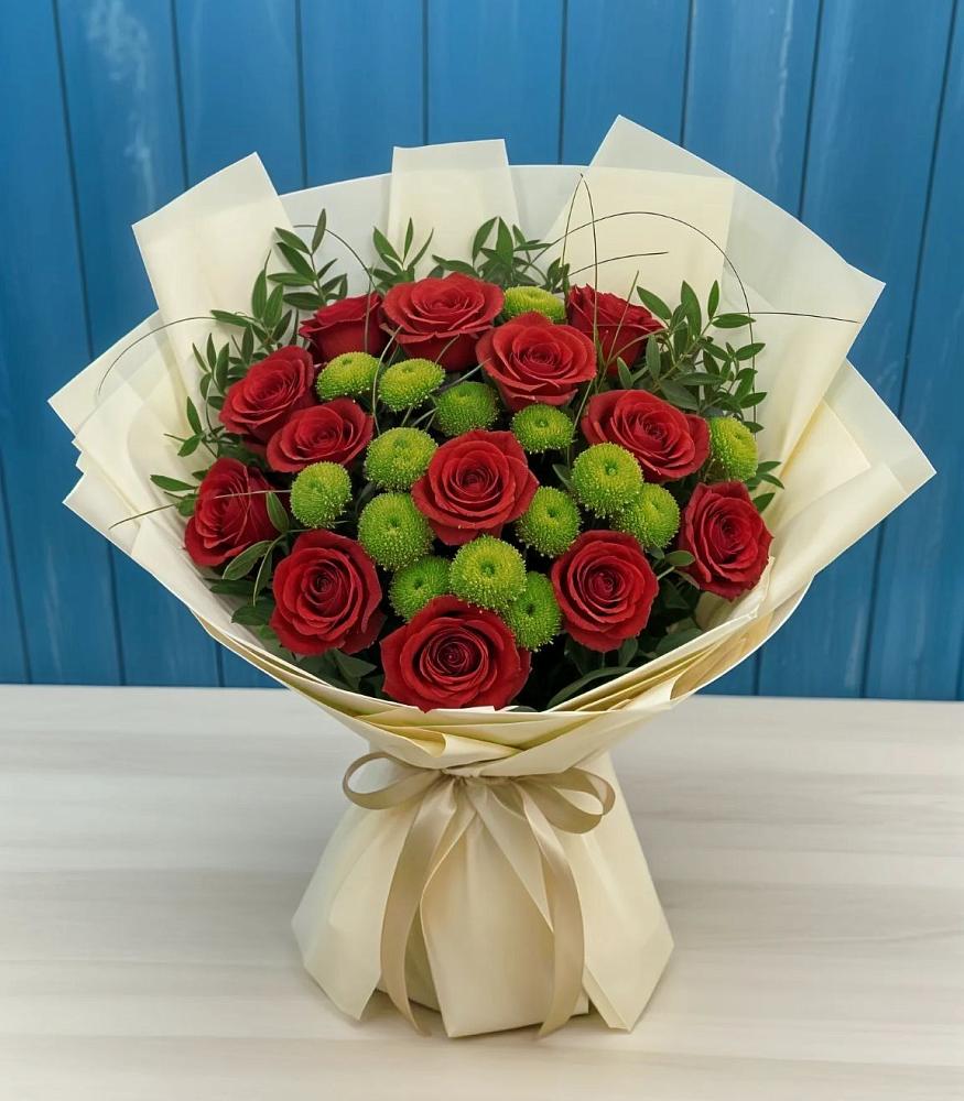 Букет цветов из: Розы и Хризантемы в Красном Логе