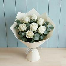 Букет Белые розы в Эвкалипте в Красном Логе