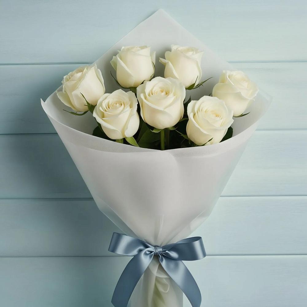 Букет 7 Белых роз Эдлесс Лав в Красном Логе
